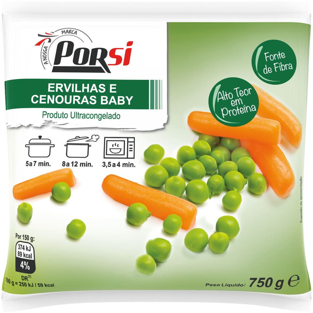 PorSi - Ervilhas com cenoura, embalagem de 750g