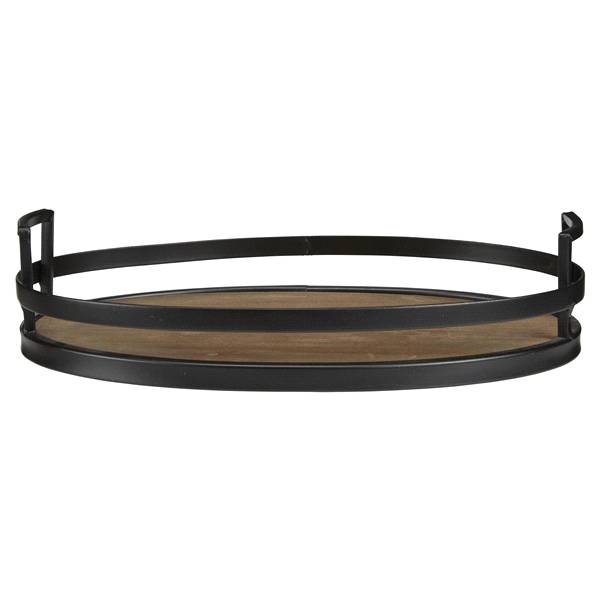 MCS METAL AND WOOD OVAL TRAY 11X7