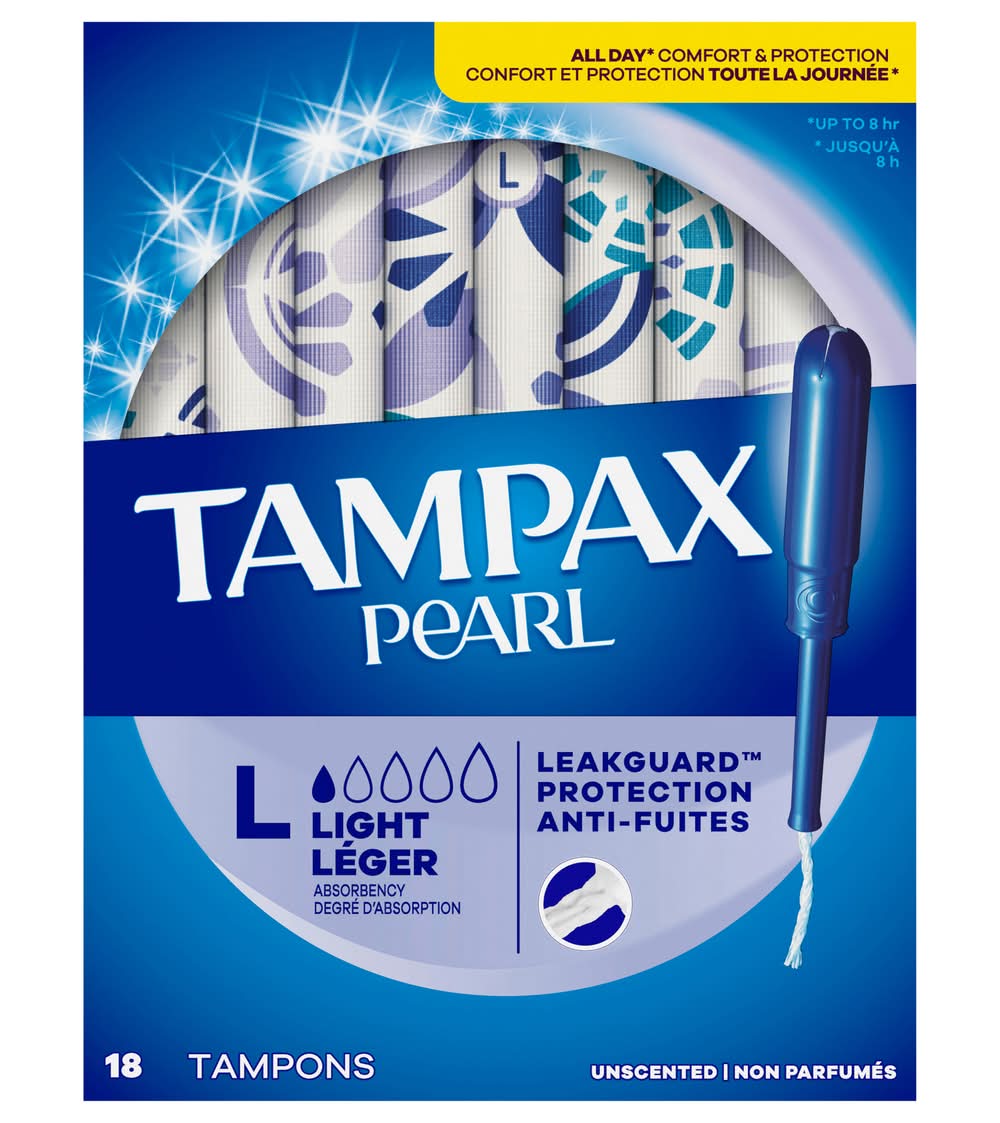 Tampax Pearl Light Absorbency Unscented Tampons (4.8 oz, 18 ct)