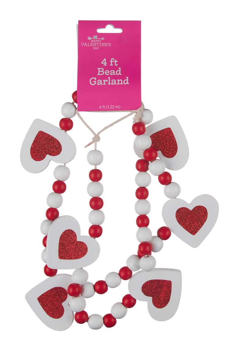 POPSHELF Happy Valentine's Day Wood Bead Garland, Assorted