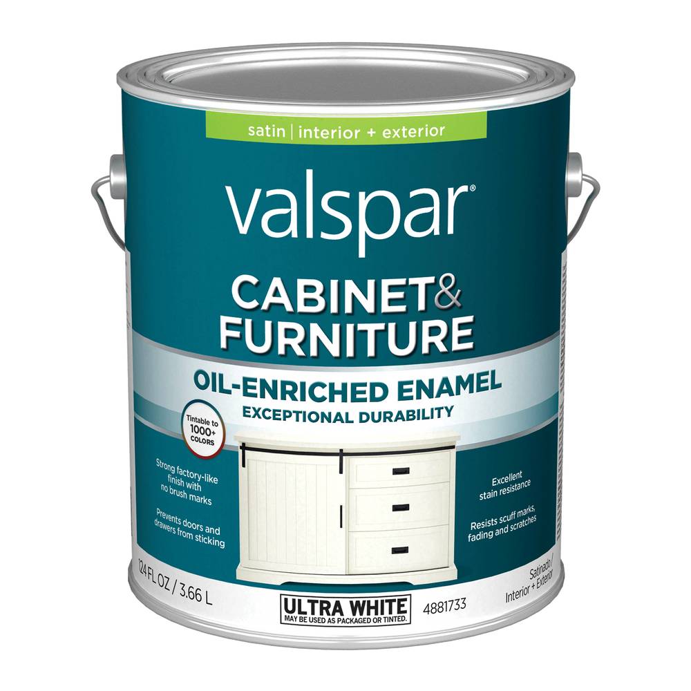 Valspar Satin Base Tintable Cabinet and Furniture Paint Enamel (1-Gallon) | 007.4881733.007