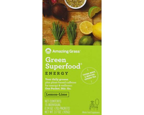 Amazing Grass · Green Superfood Lemon Lime Energy Supplement (15 x 0.2 oz)