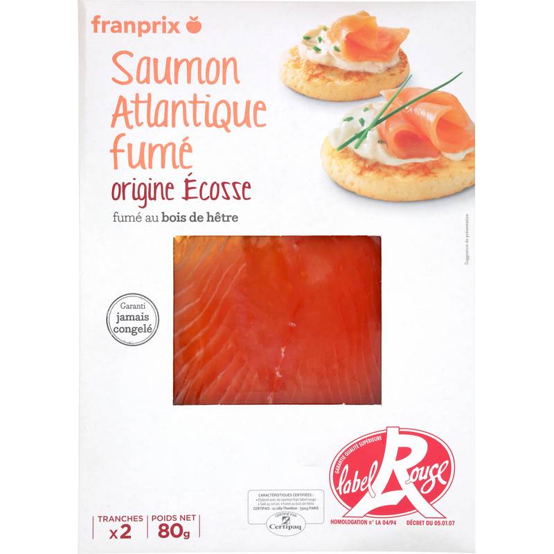 Franprix - Saumon atlantique fumé au bois de hêtre origine écosse label rouge (2)