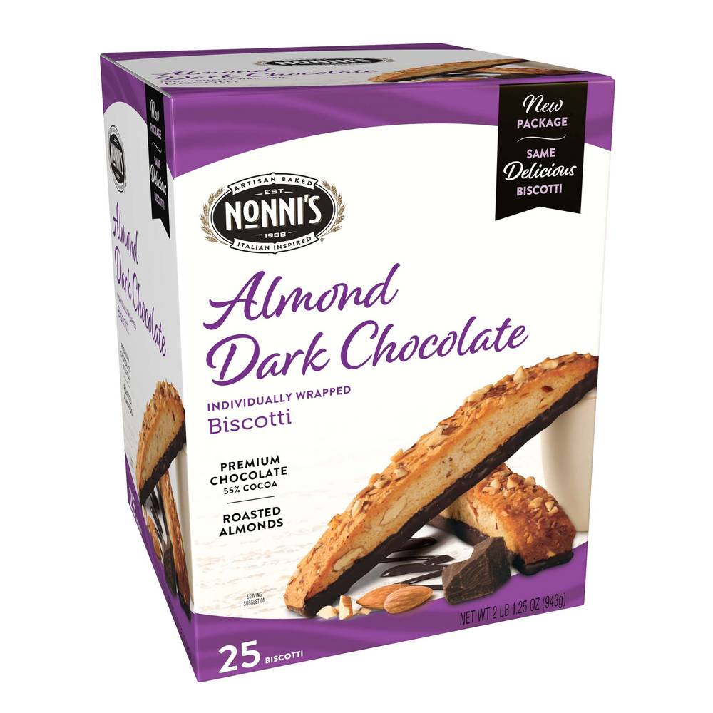 Nonni’s Biscotti, Almond Dark Chocolate, 25-count