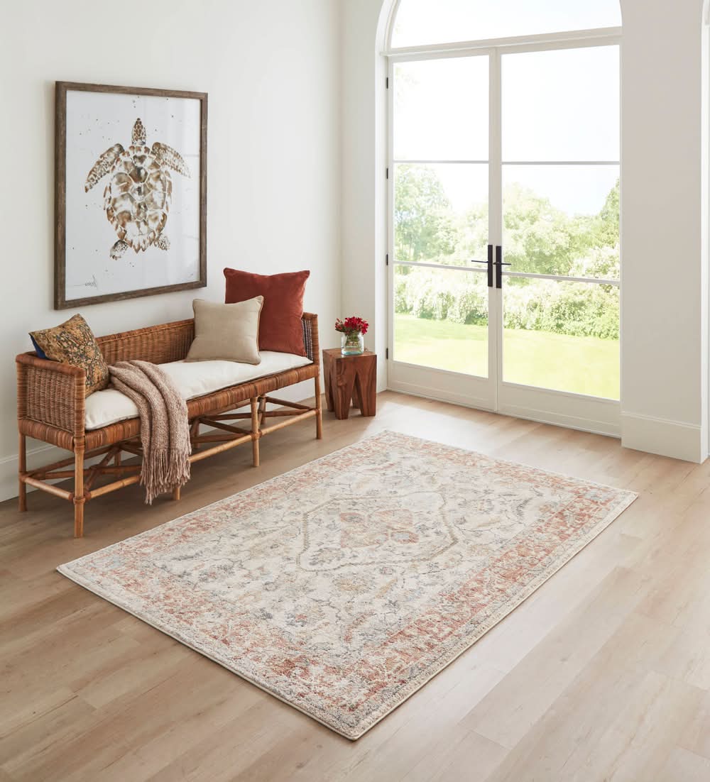 allen + roth Himalayan Dream 5 x 8 (ft) Loomed Polyester/Polypropylene Rust Rectangular Indoor Medallion Oriental Hose Washable Pet Friendly Area rug