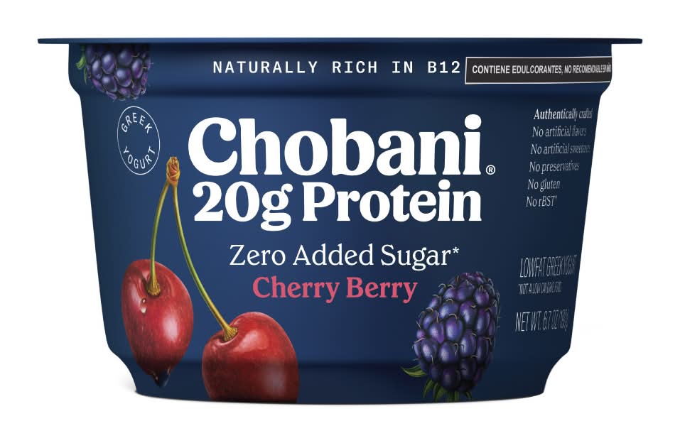Chobani · Yogurt griego con proteina, cherry-berry (190 g)