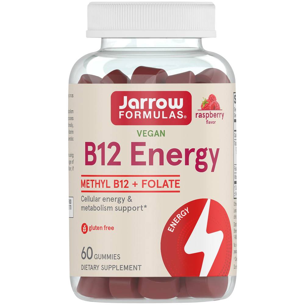 B12 Energy Gummies - Methyl B12 & Folate For Energy & Metabolism Support - Raspberry (60 Gummies)