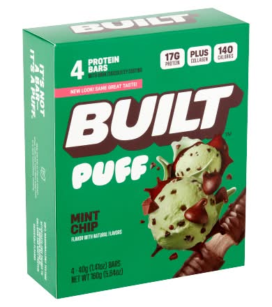 Built Puff Protein Bars, Mint Chip (4 x 1.41 oz)