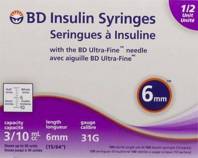 Bd Ultra Fine Insuline Seringues 6 mm (100 units)