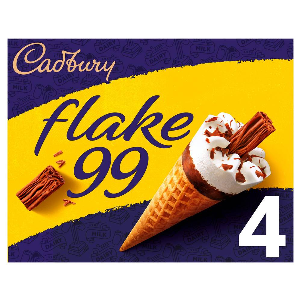 Cadbury Flake 99 Ice Cream Cones x4 125ml