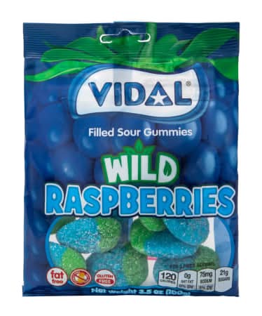 Vidal® Wild Raspberries Filled Sour Gummies 3.5oz