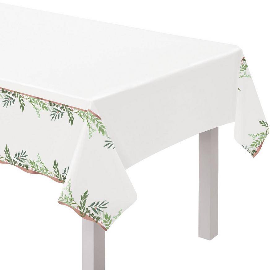 Love Leaves Plastic Table Cover, 54in x 102in
