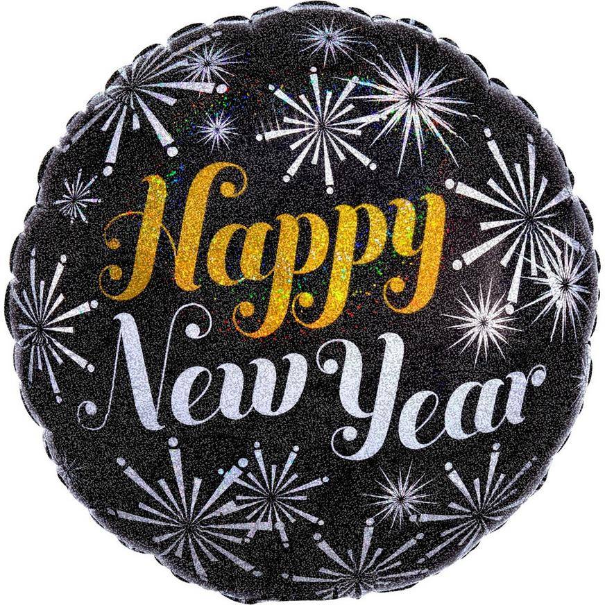 Uninflated Prismatic Happy New Year Foil Balloon, 18in - New Year Pizzazz