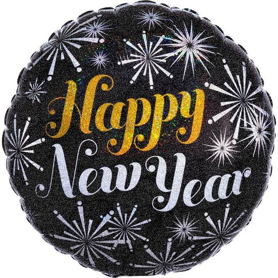 Uninflated Prismatic Happy New Year Foil Balloon, 18in - New Year Pizzazz