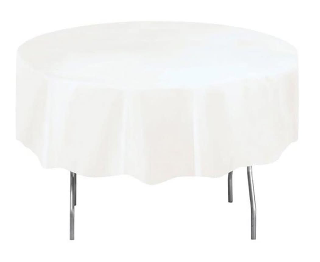 321 Party! Round Plastic White Tablecloth 84"