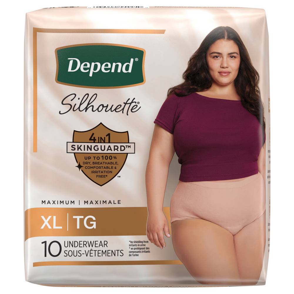 Depend Silhouette Adult Incontinence & Postpartum Underwear For Women, XL, Pink (10 ct)