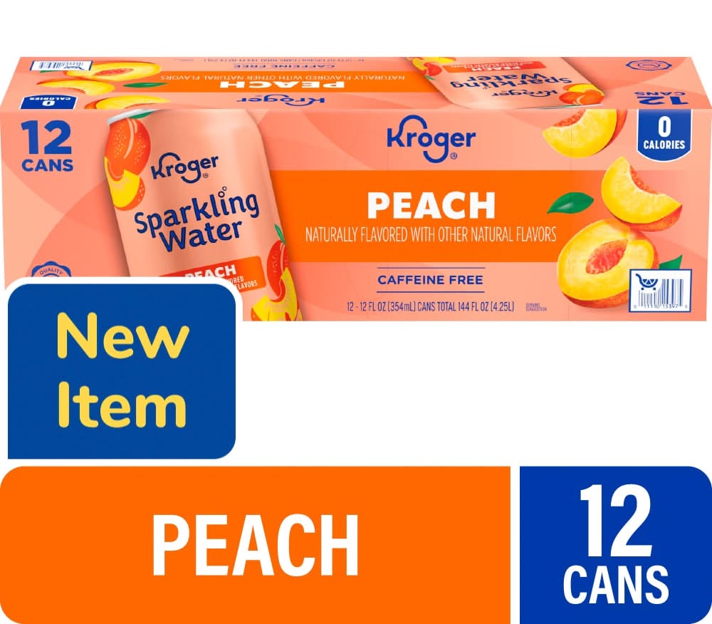 Kroger Caffeine Free Sparkling Water, Peach (12 x 12 fl oz)