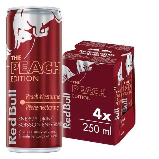 Red bull boisson énergisante, pêche et nectarine (4 x 250 ml) - energy drink peach (4 x 250 ml)