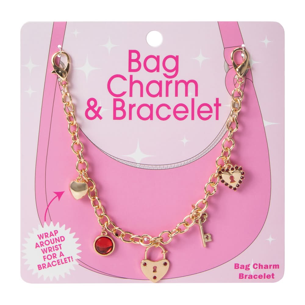 Bag Charm & Bracelet Set Gold Heart