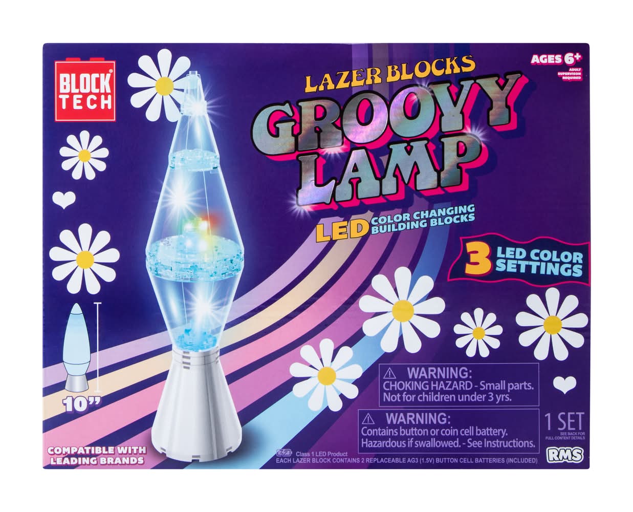 Block Tech® Lazer Blocks Groovy Lamp LED Building Blocks Set Blue
