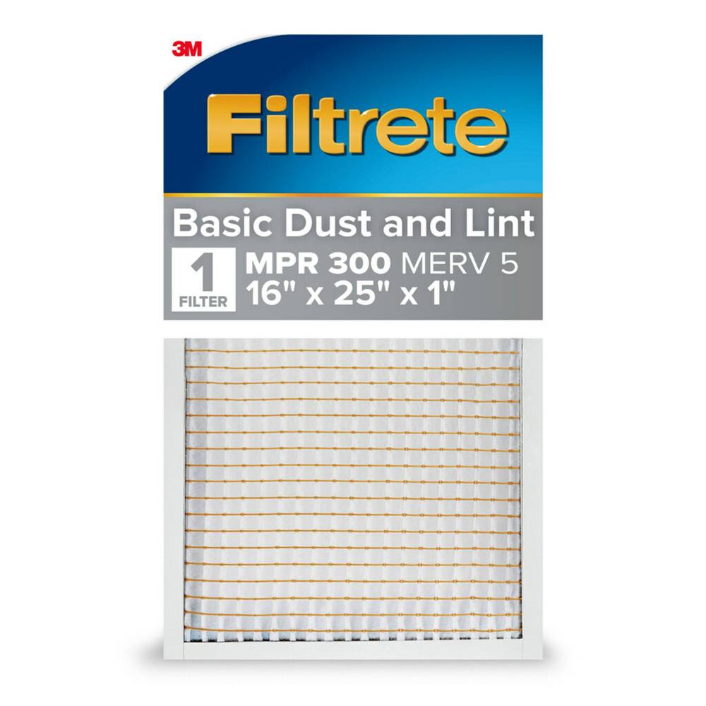 Filtrete 16-in W x 25-in L x 1-in MERV 5 300 MPR Basic Dust and Lint Electrostatic Air Filter | 301DC-12