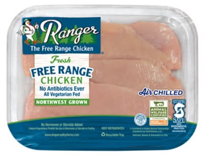Ranger Thin Sliced Boneless Skinless Air Chilled Chicken Breast - 1.00 Lb