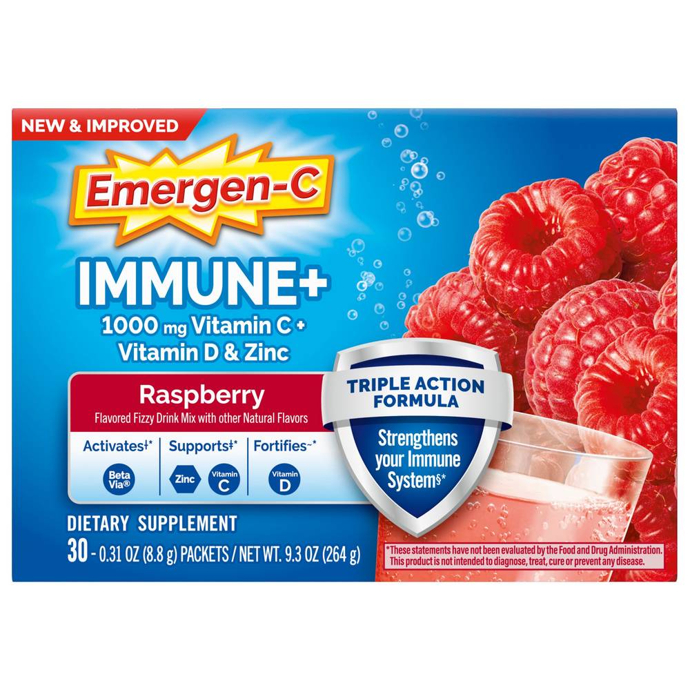 Emergen-C Immune+ Triple Action Immune Support Powder, 30 Ct