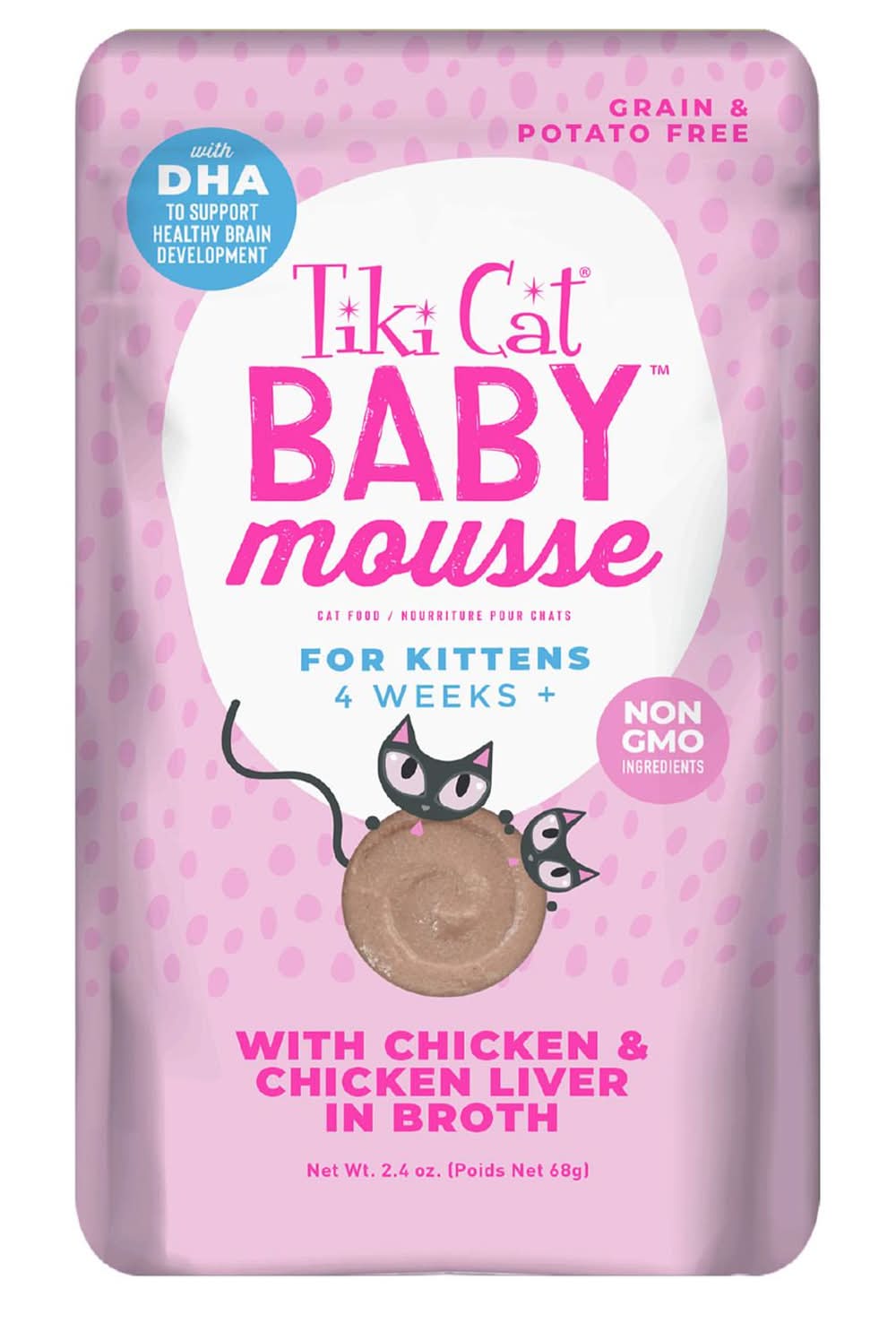 Tiki Cat Baby Mousse Chicken & Chicken Liver Kitten Cat Food, 2.4 oz