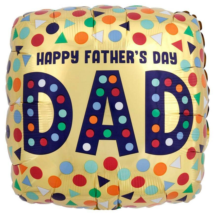 Uninflated Multicolor Shapes Father's Day Square Balloon, 17in