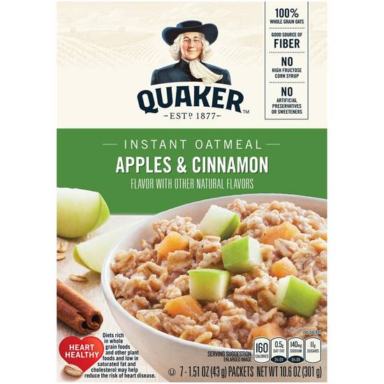 Quaker Oats Instant Oatmeal, Apples & Cinnamon