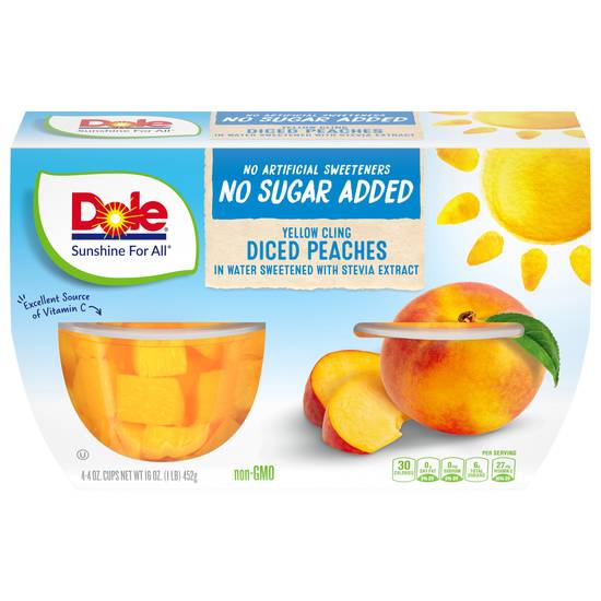 Dole Diced No Added Sugar Yellow Cling Peaches (4 ct)