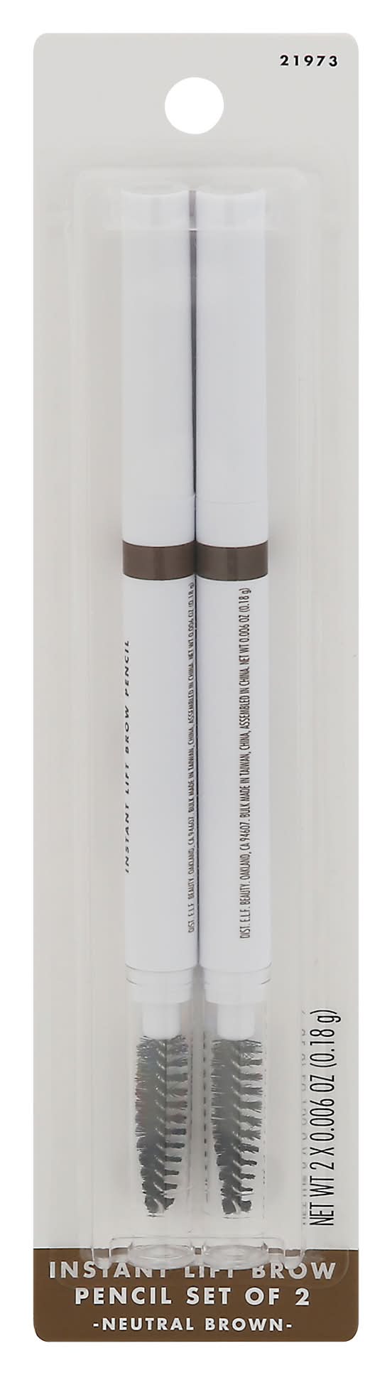 e.l.f. Instant Lift Brow Pencil Set, Neutral Brown (0.18 g, 2 ct)