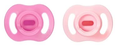 Tommee Tippee Ultra Light Stay Put Silicone Pacifier, 6-18 m, Pink-Purple (2 ct)