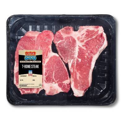 Usda Choice Angus Beef T-Bone Steak - 1.2-3.67lbs - Priced Per lb