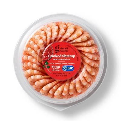 Good & Gather Tail on Cooked Shrimp 31-40 With Cocktail Sauce (16 oz)