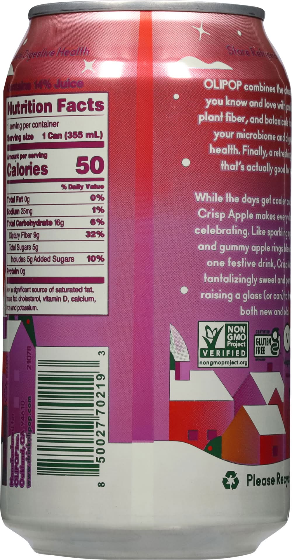 Olipop A New Kind Of Prebiotic Sodaz, Crisp Apple (12 fl oz