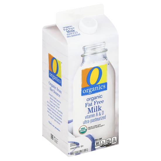 O Organics Organic Fat Free Milk, 0% Milkfat (1/2 gal)