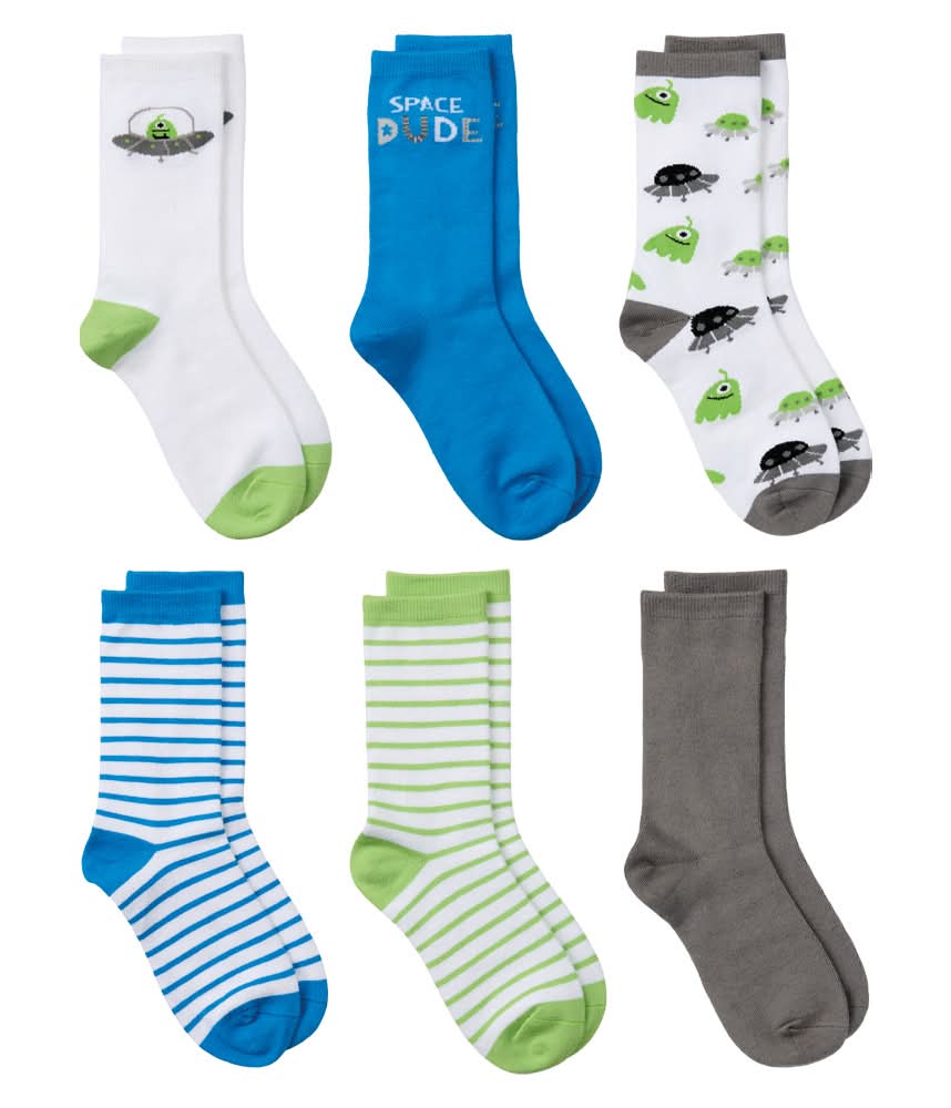 Lily & Dan/ L&D Childrens 6pk Socks - Crew ET/Stripes L