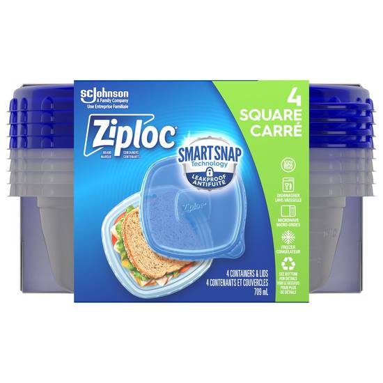 Ziploc Containers Square Small (small pack of 4)