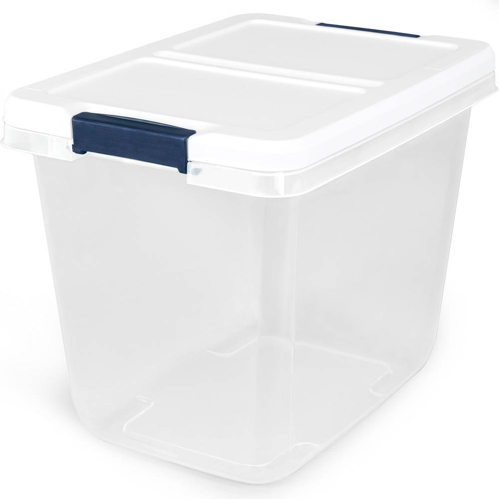 Project Source Medium 7.25-Gallons (29-Quart) Clear, White Tote with Latching Lid | 7252LWS-010-000-0759