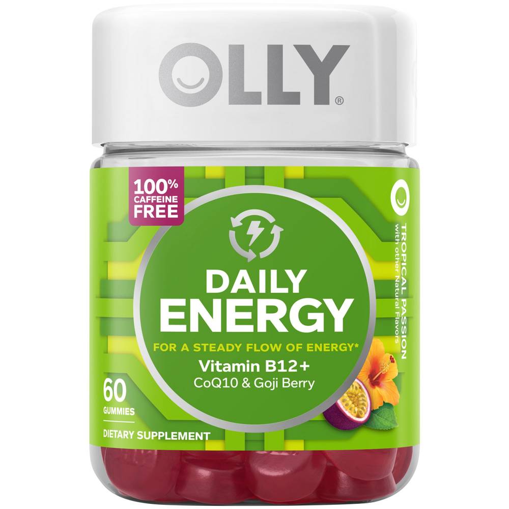 Daily Energy Gummies With Vitamin B12+ Coq10 & Goji Berry - Tropical Passion (60 Gummies)