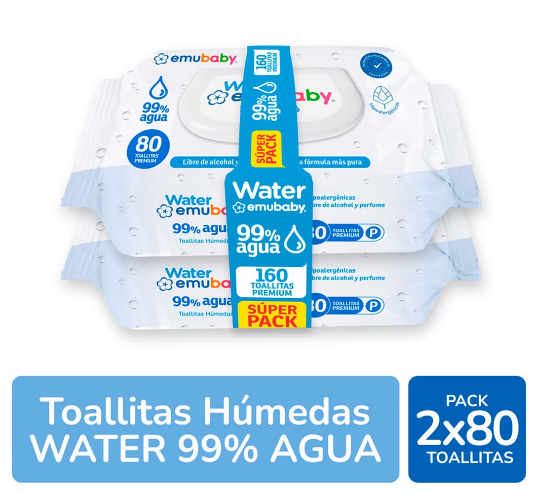 EmubabyPack toalla húmeda water (2 u x 80 c/u )