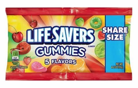 Life Savers Share Size Gummies Candy, Cherry, Watermelon, Orange, Strawberry, Green Apple (4.2 oz)