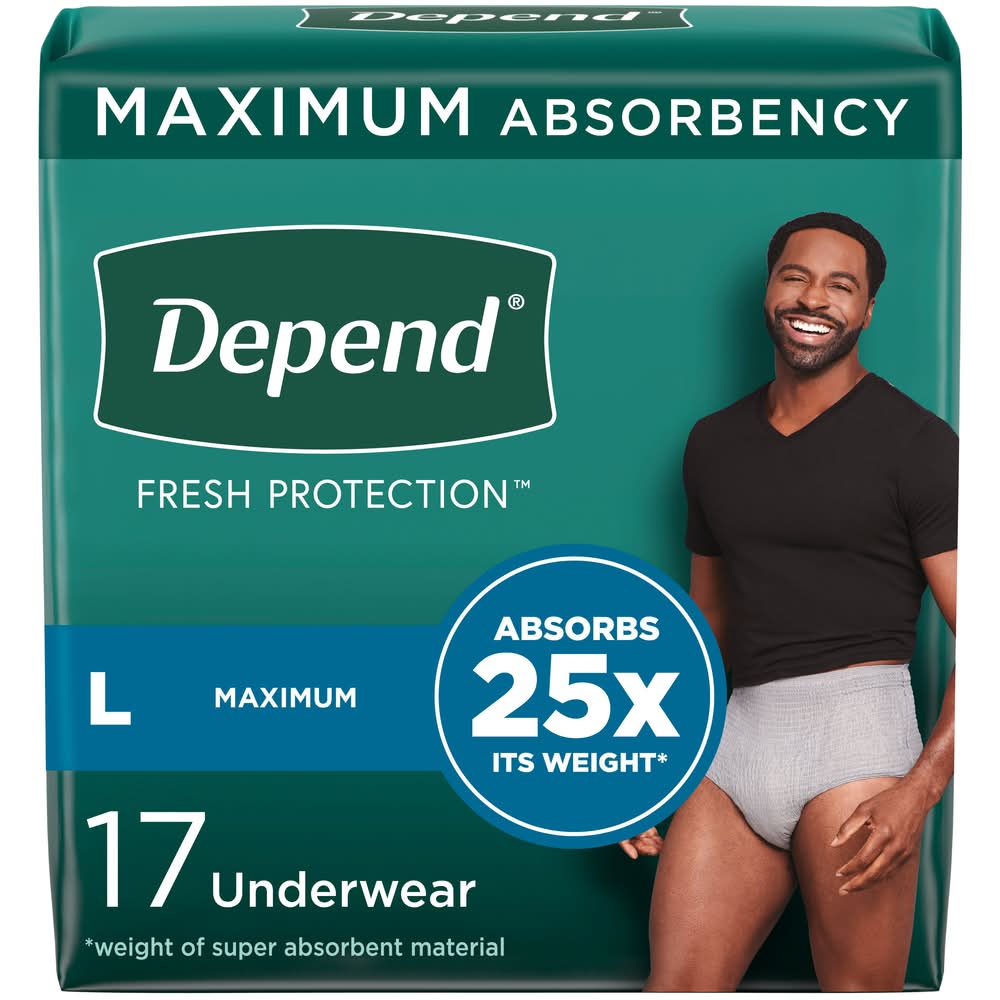 Depend Fit-Flex For Maximum Underwear, Men, L (17 ct)