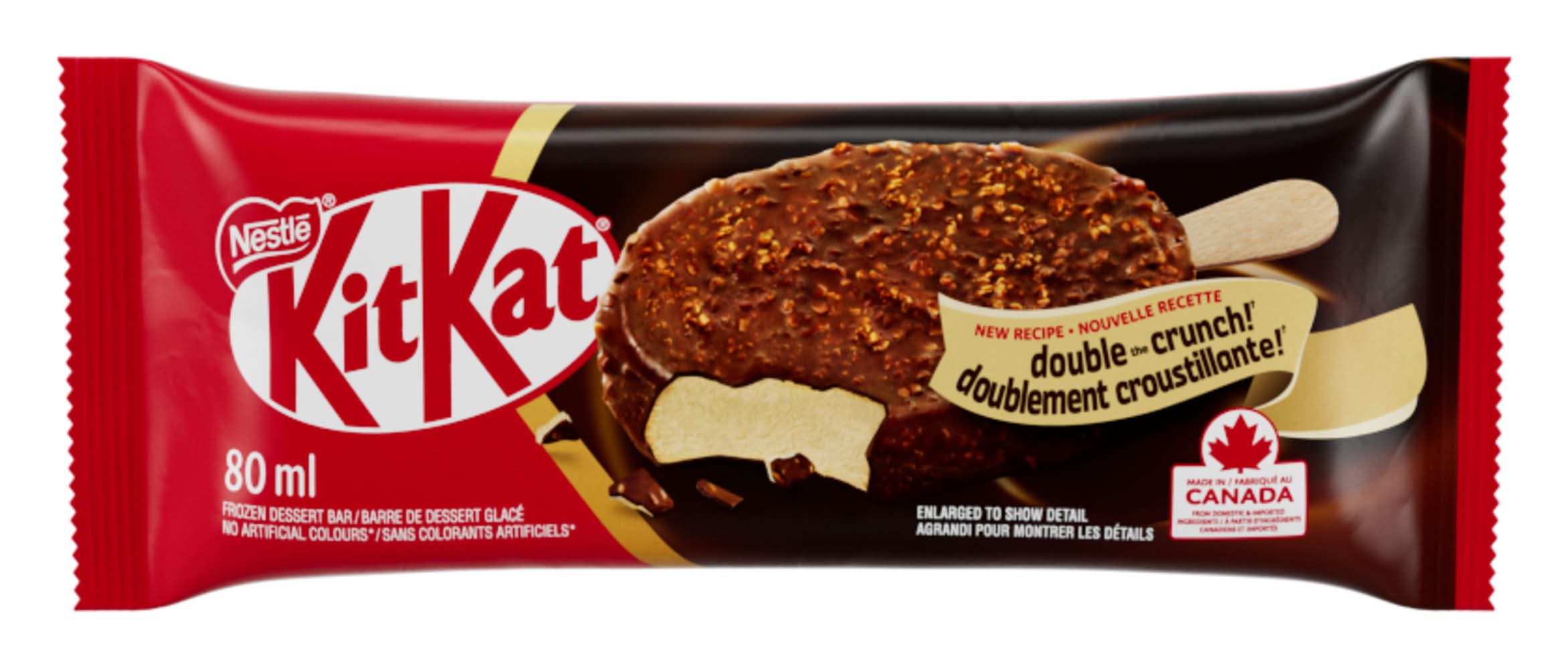 Kitkat barre de dessert glacé doublement croquant - double the crunch frozen dessert bar, chocolat au lait (80ml)
