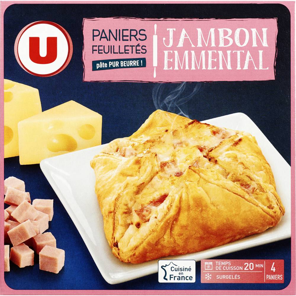 Les Produits U - Panier feuilletés jambon/emmental (4 pièces)