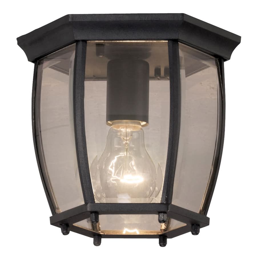 Project Source Akerman 1 -Light 7.68-in Matte Black Indoor/Outdoor Flush Mount Light