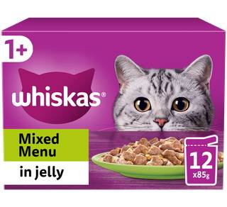Whiskas 1+ Mixed Menu Adult Wet Cat Food Pouches in Jelly 12 x 85g