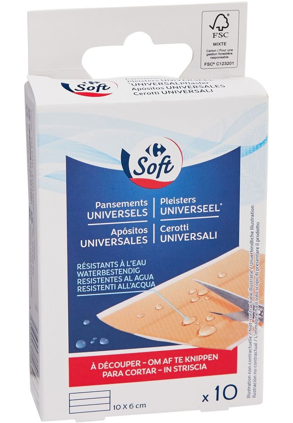 Carrefour Soft - Pansements universels à découper, 10X6cm (10)