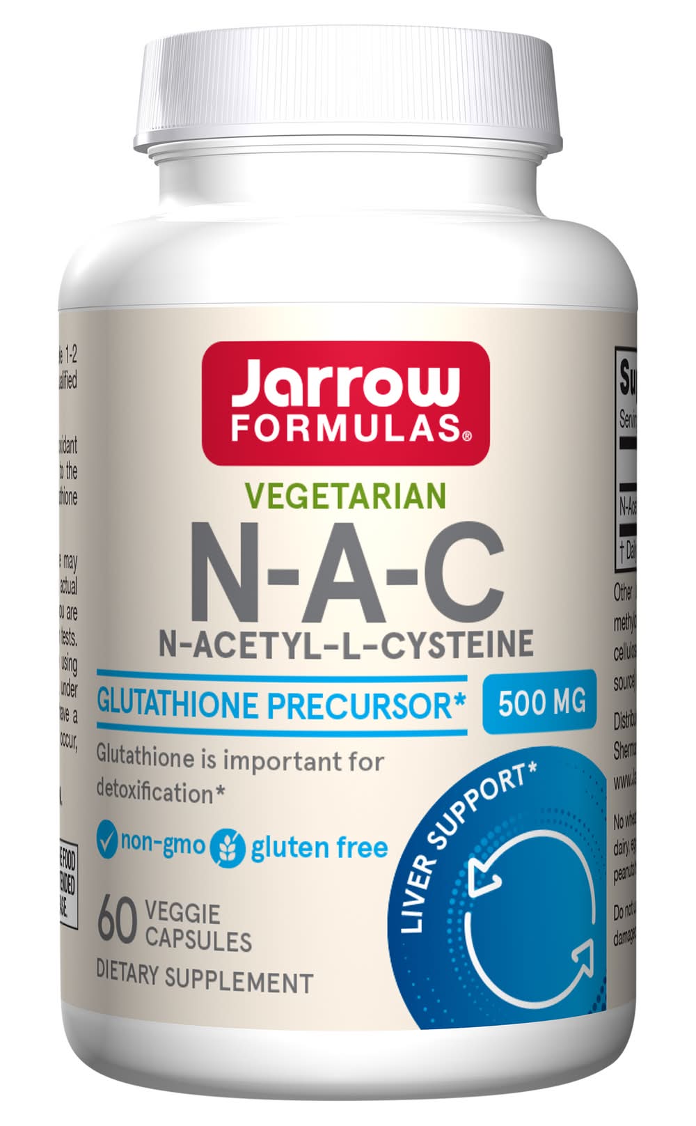 Jarrow Formulas N-Acetyl-L-Cysteine 500mg Precursor To Glutathione Supports Liver Function Dietary Supplements (60 ct) – Reliable Wellness Products for Busy Lives | Amino Acids